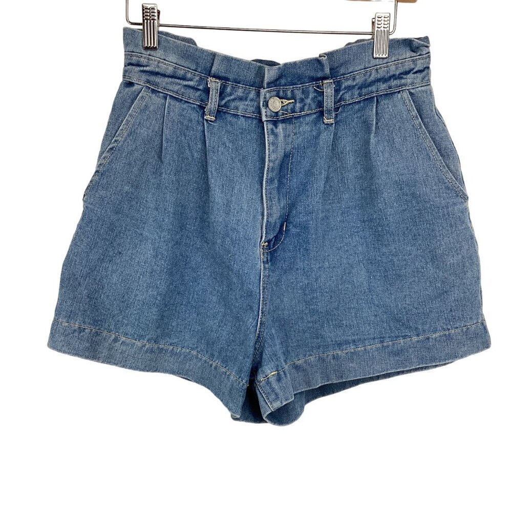 Riot Womens High Rise Mom Jean Shorts Size‎ 8 Light Blue Denim Paperbag